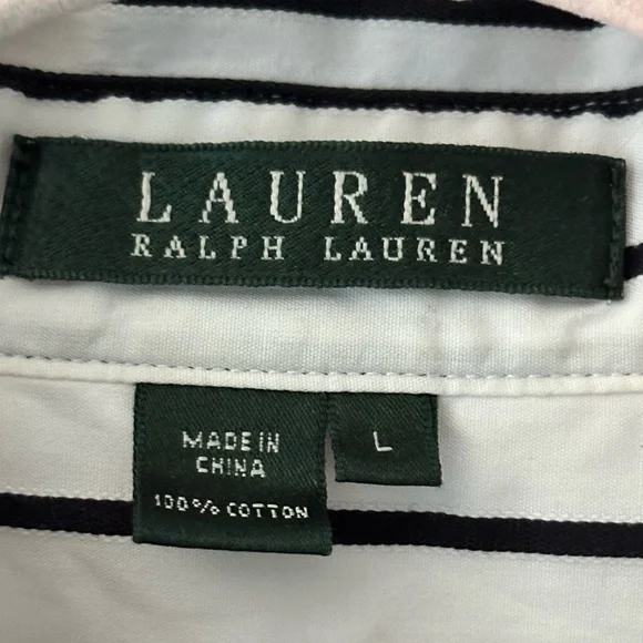 Ralph Lauren Black & White Pinstripe Button-Down Shirt | Size L - Picture 5 of 7